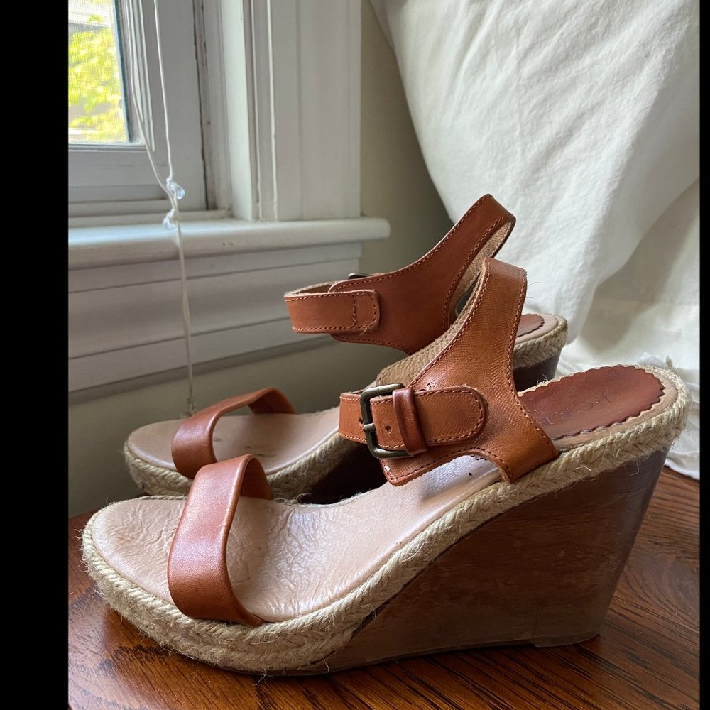 J. Crew Leather Platform Wedge Sandals